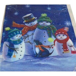 Snowman Family Christmas Garden Flag Holiday Party Banner Snow Dog Winter Decor